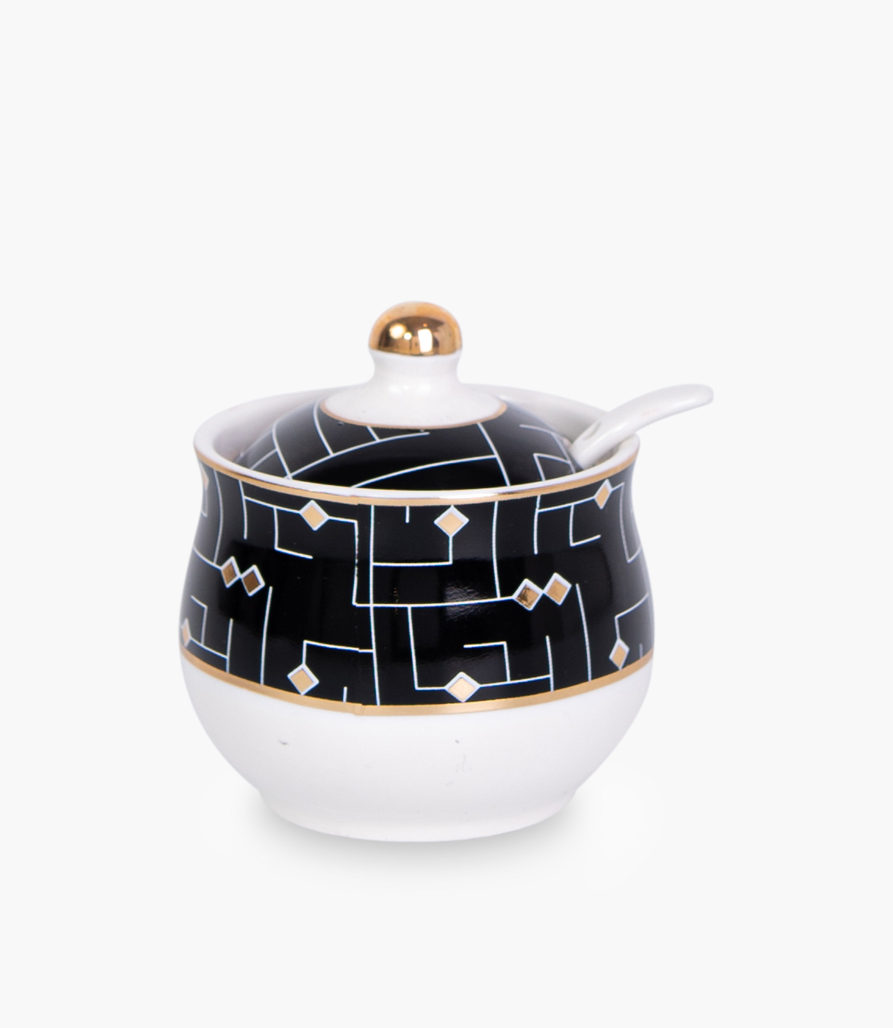 Koofi Covered Porcelain Sugar Bowl w/ Spoon