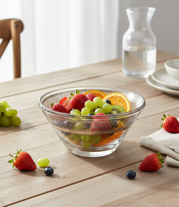 وعاء بالاس شيك زجاجي شفاف بزخارف هندسية