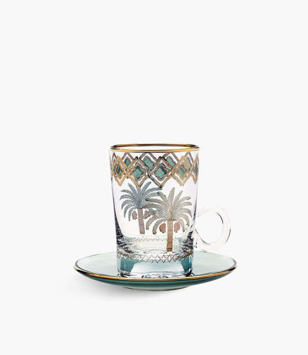 Palm Green Tea Cup w/Saucer 120mL S/6