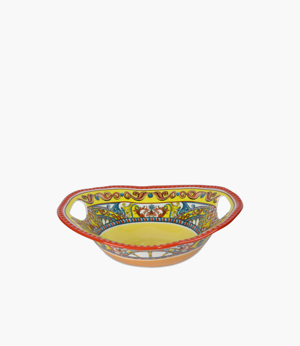 Trinacria Porcelain Salad Bowl With Handle
