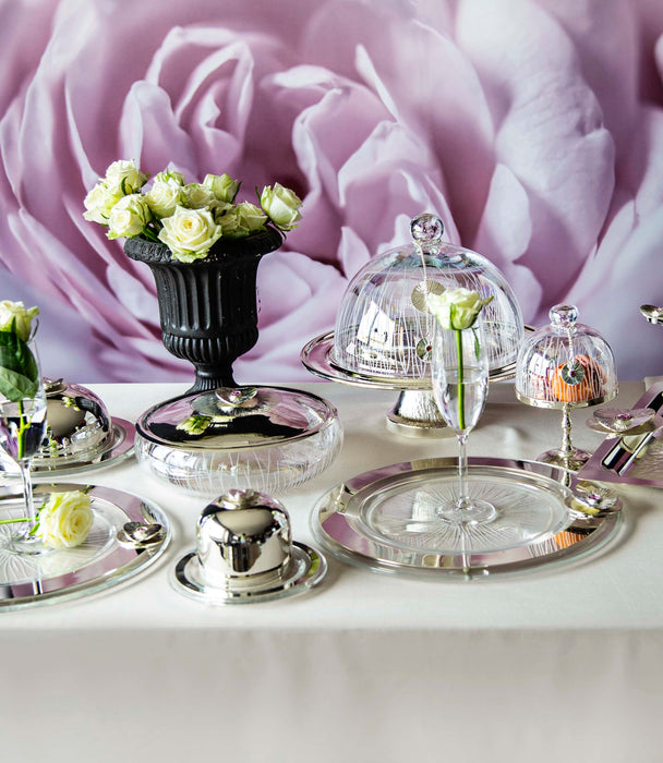 وعاء دائري بيترا كريستالي شفاف مع غطاء