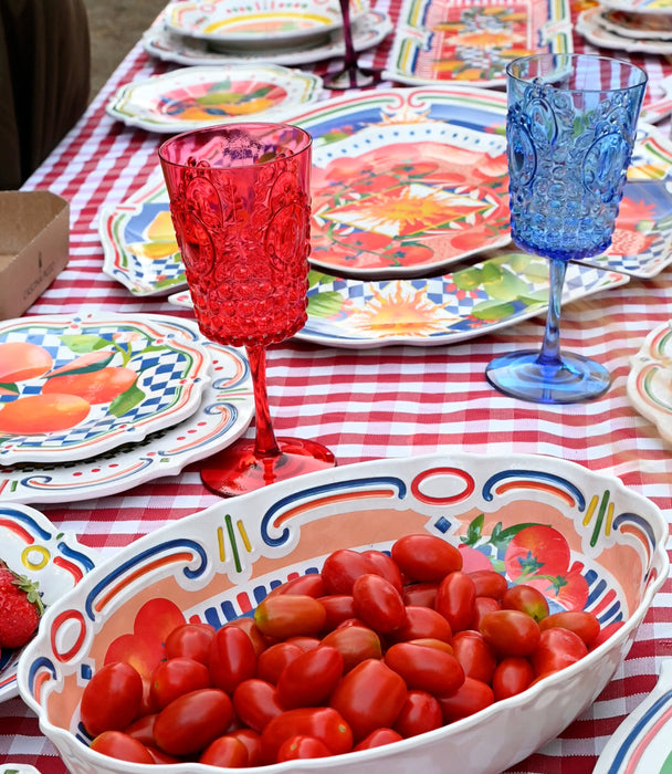 وعاء تقديم بيضاوي دولتشي فيتا بورسلين ملوّن برسمة طماطم