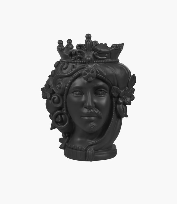 تمثال وجه مزدوج صغير بوجه من البوليريسين - أسود