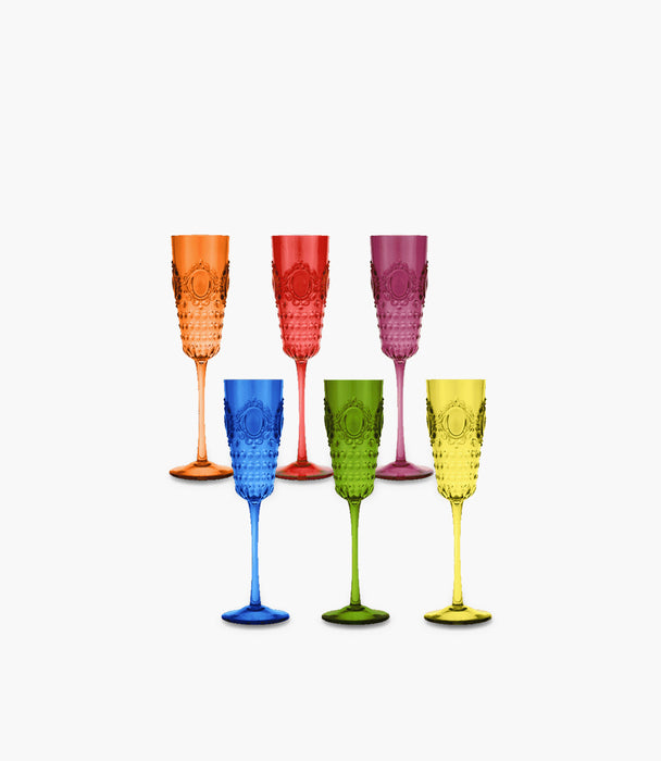 Baroque & RockAnniv. Set6 Flute Champagne Mix. Col.Ø6 H.25cm