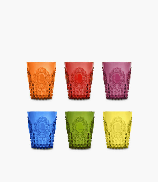 Baroque & RockAnniv. Set 6 Water Glass Mix. Col. Ø9 H10,5cm