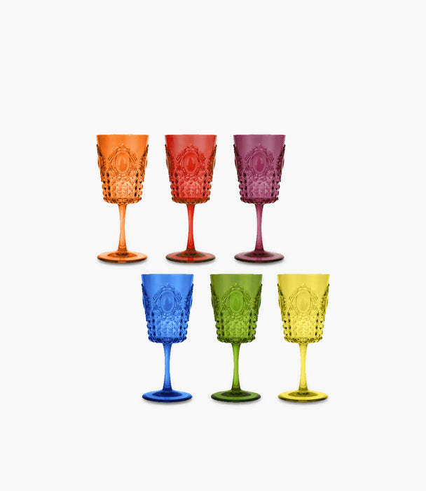 Baroque & RockAnniv. Set 6 Wine Glass Mix. Col. Ø8.5 H 20cm