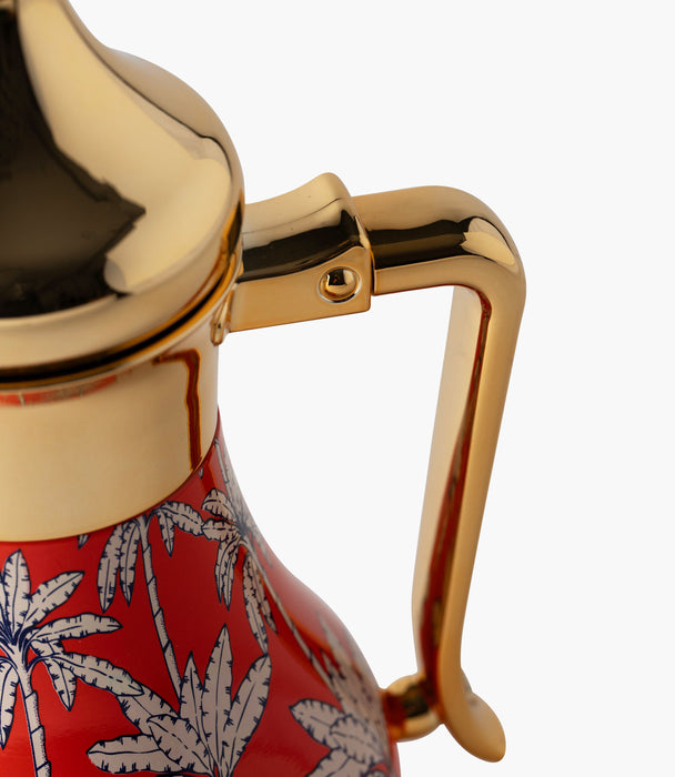 دلّة أورنج بالم ستانلس ستيل برتقالية برسوم نخيل بيضاء