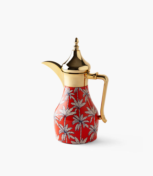 دلّة أورنج بالم ستانلس ستيل برتقالية برسوم نخيل بيضاء