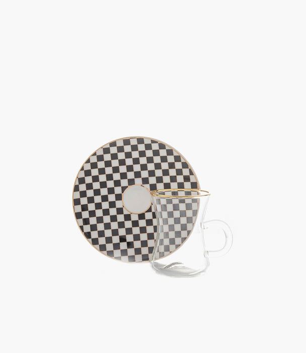 Circus Black/White Tea set for 6 People/ 12 Pieces - Roomours