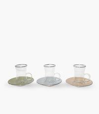 Kiara Blue,Green,Sand Plat. Tea set for 6 People/ 12 Pieces - Roomours
