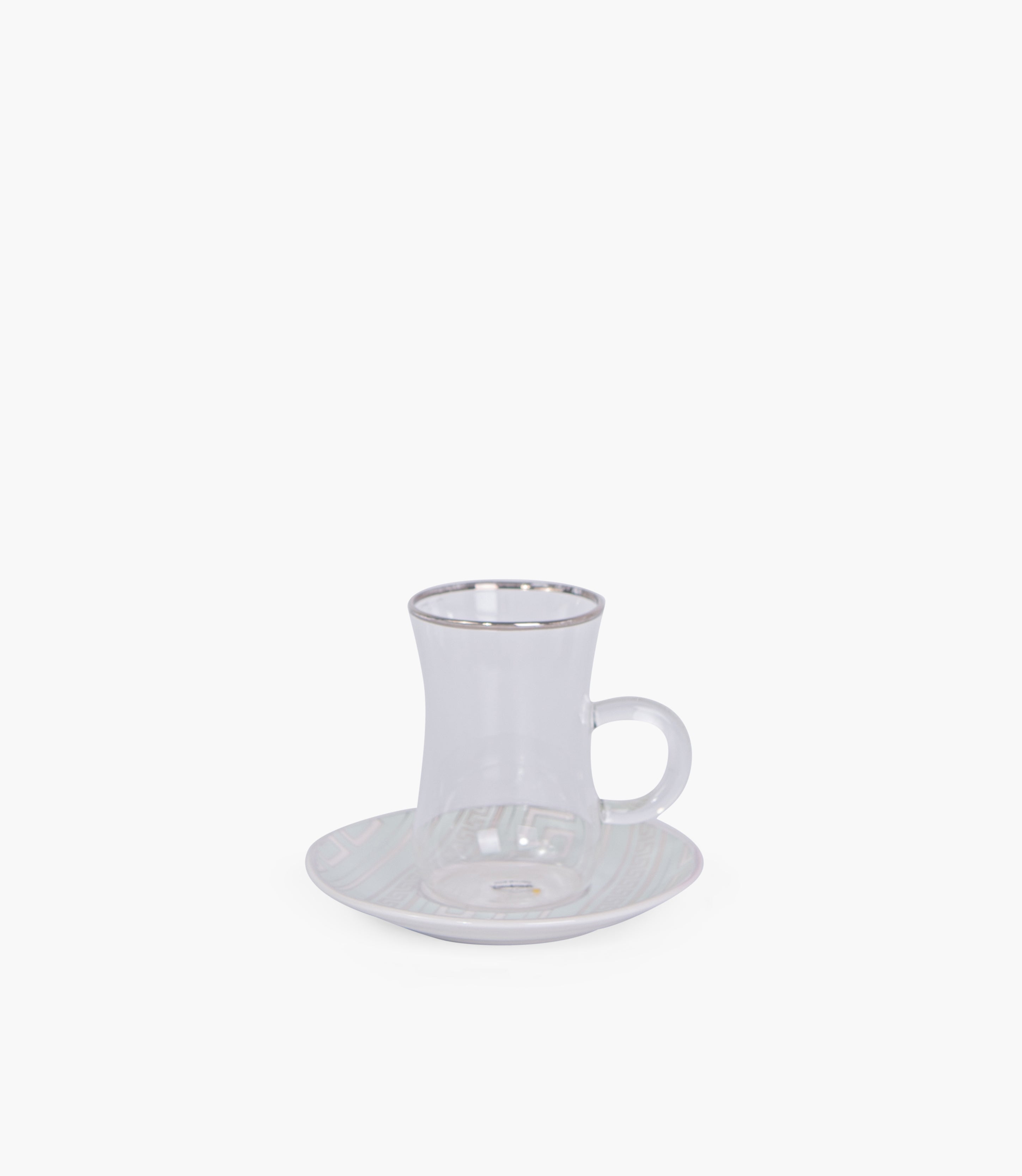 Zawaya Glass Teacup & Porcelain Saucer (S/6)
