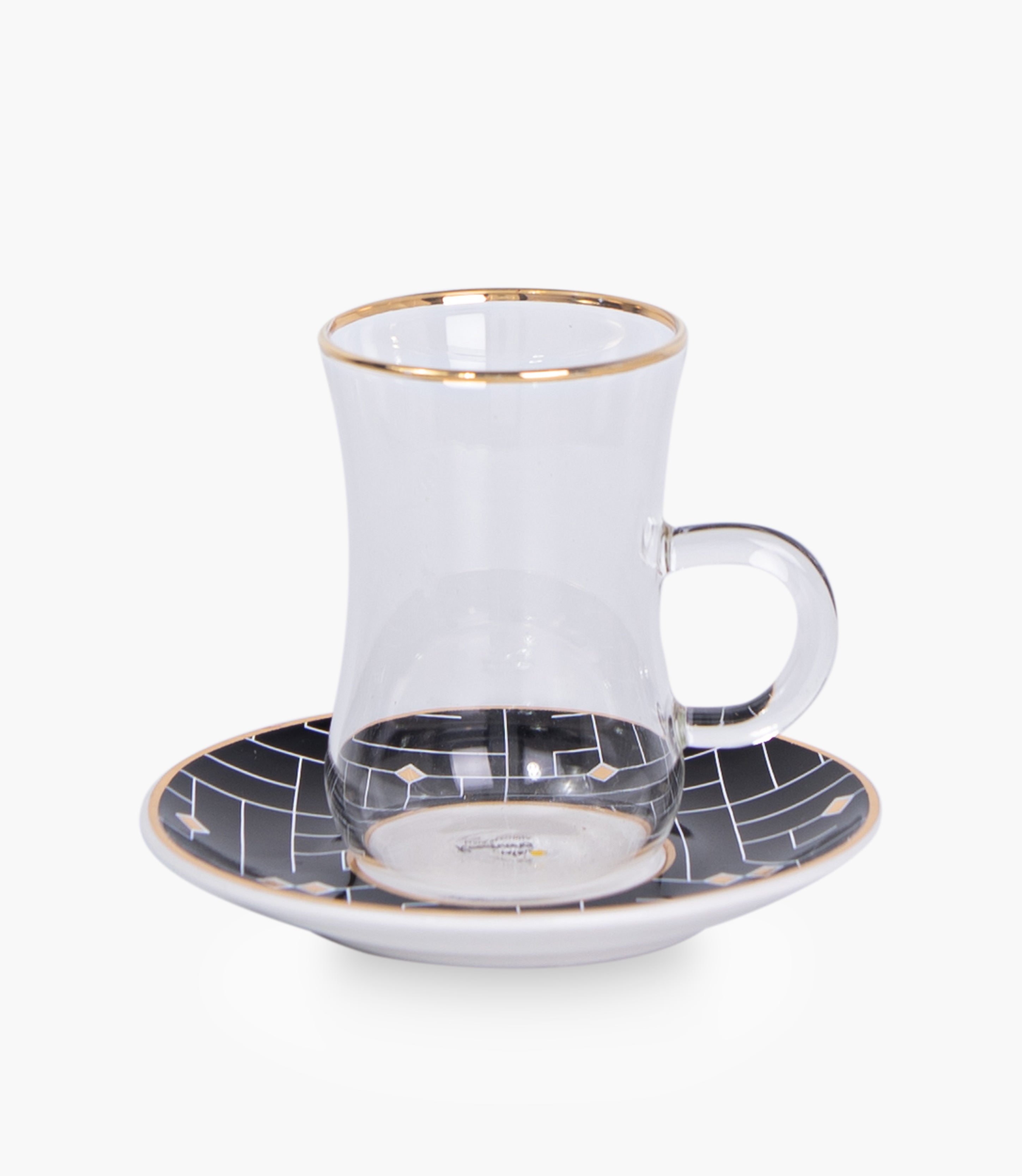 Koofi Glass Teacup & Porcelain Saucer (S/6)
