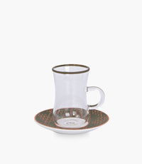 Badiyah Diamond Glass Teacup & Porcelain Saucer (S/6)