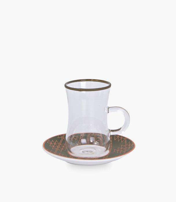 Badiyah Diamond Glass Teacup & Porcelain Saucer (S/6)