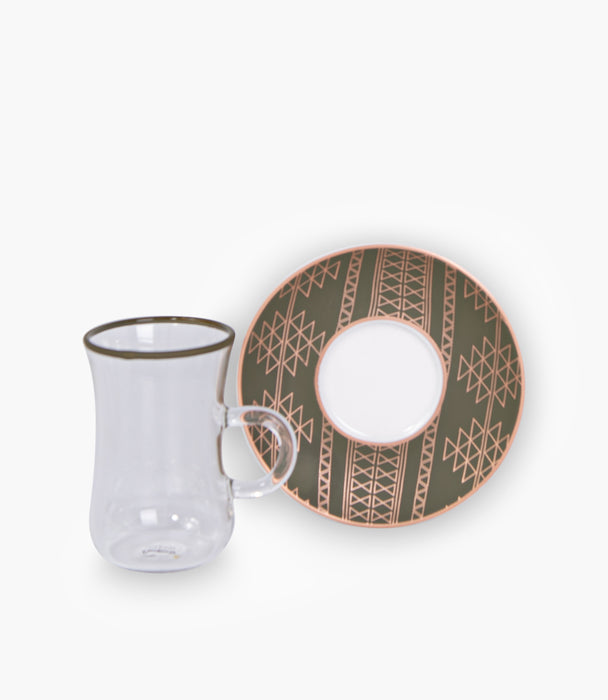 Badiyah Diamond Glass Teacup & Porcelain Saucer (S/6)