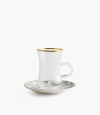 Fleur de Soir Plain Glass Teacup with Golden Line w/ Porcela
