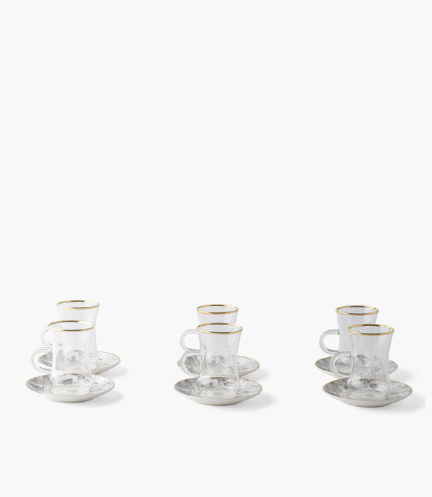 Fleur de Soir Plain Glass Teacup with Golden Line w/ Porcela