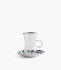 طقم فناجين شاي فواياج مع صحون بورسلين بزخرفة نباتية - عدد 12