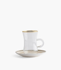 Marayah Pearl Plain Glass Teacup with Golden Line w/ Porcela
