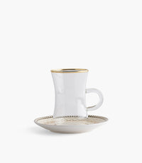 Marayah Pearl Plain Glass Teacup with Golden Line w/ Porcela