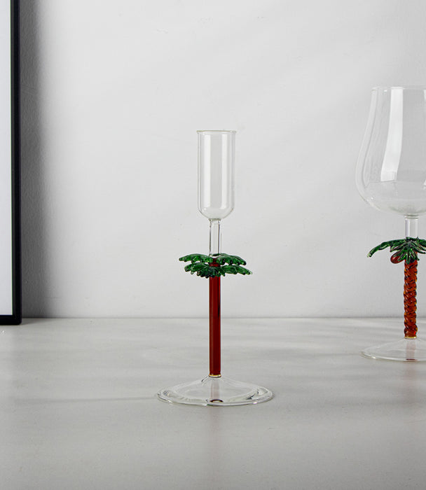 كأس عصير بالم تري زجاج مع ساق بشكل شجرة نخيل - 10×10×21.2 سم