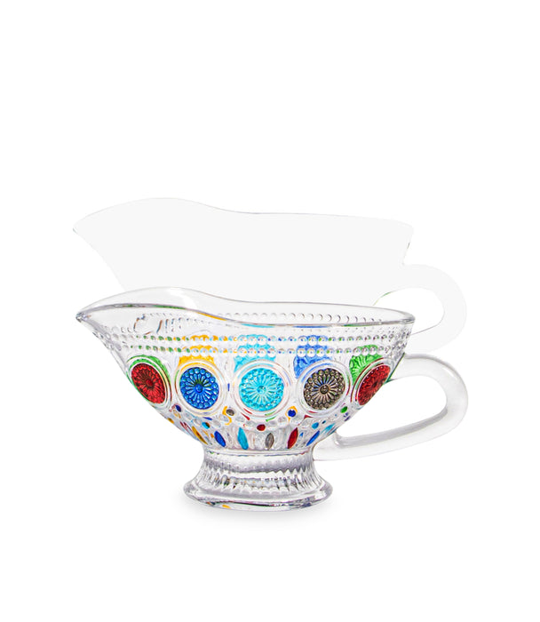 وعاء صلصة سن فلاور زجاجي برسوم دوار الشمس - 19.3×9×10.3 سم