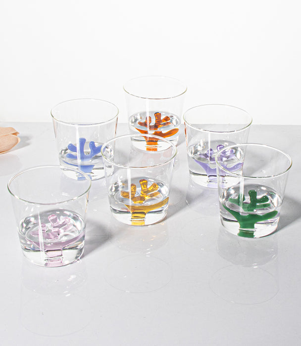 كوب كورال زجاجي مع مجسّم شعب مرجانية صفراء - 8.5x8.5x8.5 سم