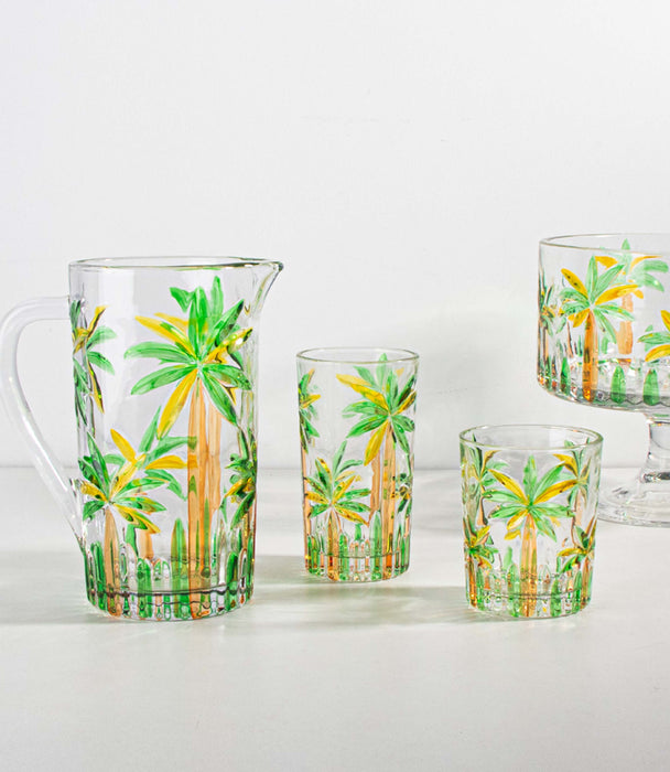 إبريق كوكونت تري زجاجي برسومات أشجار جوز هند - 12.5×19.5 سم