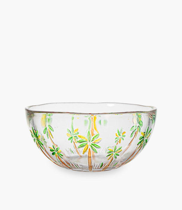 وعاء بالم تري زجاج برسمة أشجار نخيل خضراء - ‎5.5×12.5×12.5سم