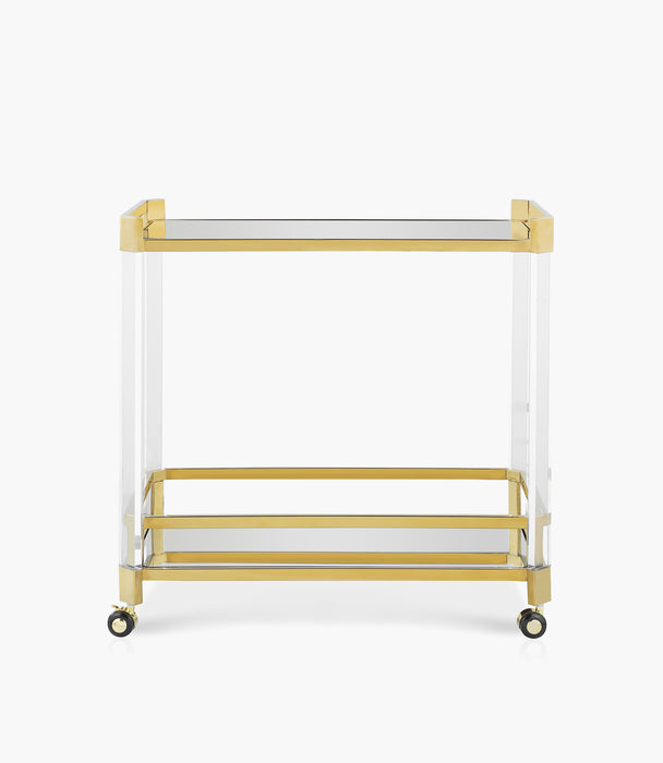 Mianzi Acrylic Gold Serving Trolley 85x46x85 cm