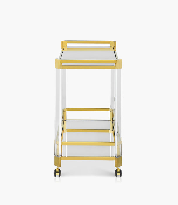 Mianzi Acrylic Gold Serving Trolley 85x46x85 cm