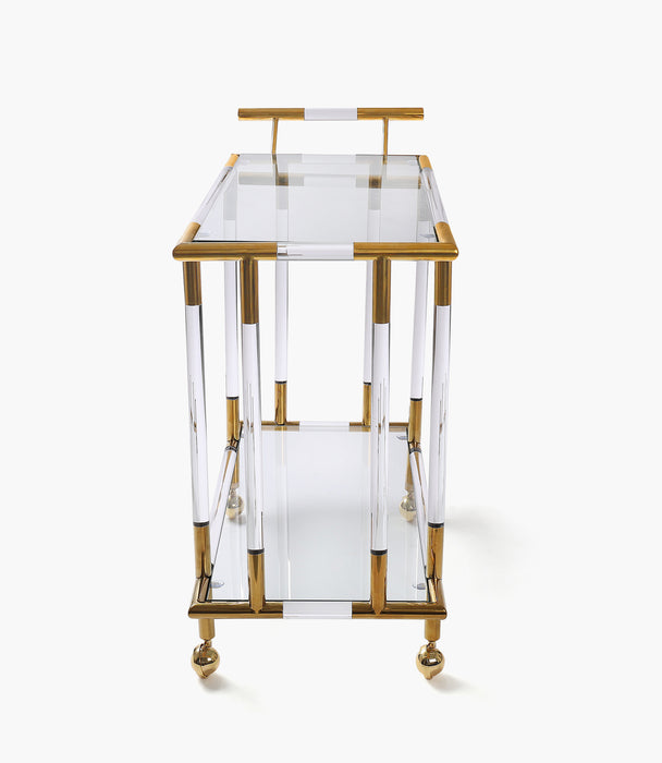 Luxor Acrylic Gold Serving Trolley 83x42x81 cm