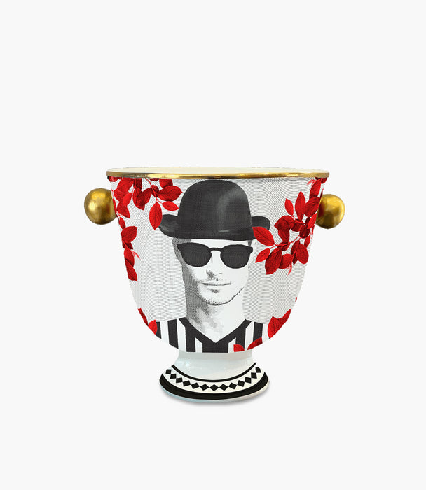 Mr. Black Cup Vase W/ Sphere Handles 23*19*19.5cm