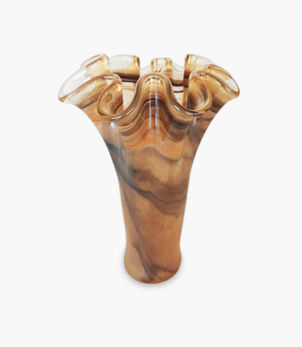 Deserto Onda Glass Dia20 H30 Vase Brown Rust Honey Luster