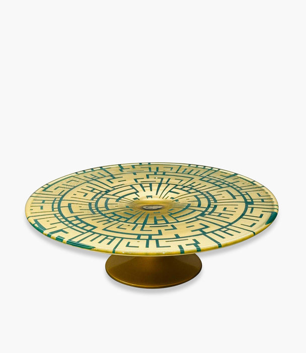 Kufic Gold Decorated Cake Plate With Foot 32* 92 cm