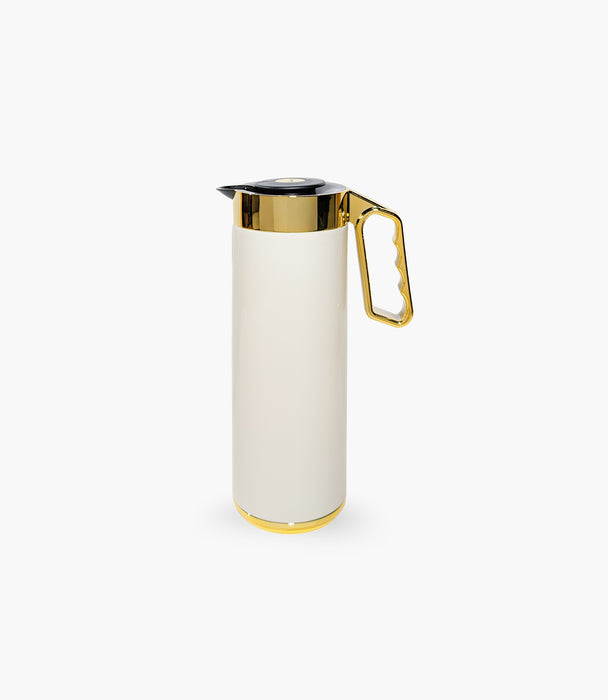 Cylinder Thermos 1L Beige & Gold
