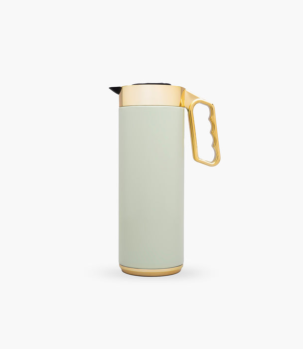 Cylinder Thermos 1L Light Green & Gold