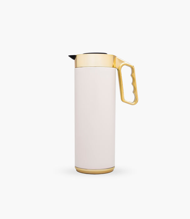 Cylinder Thermos 1L Beige & Gold Matt