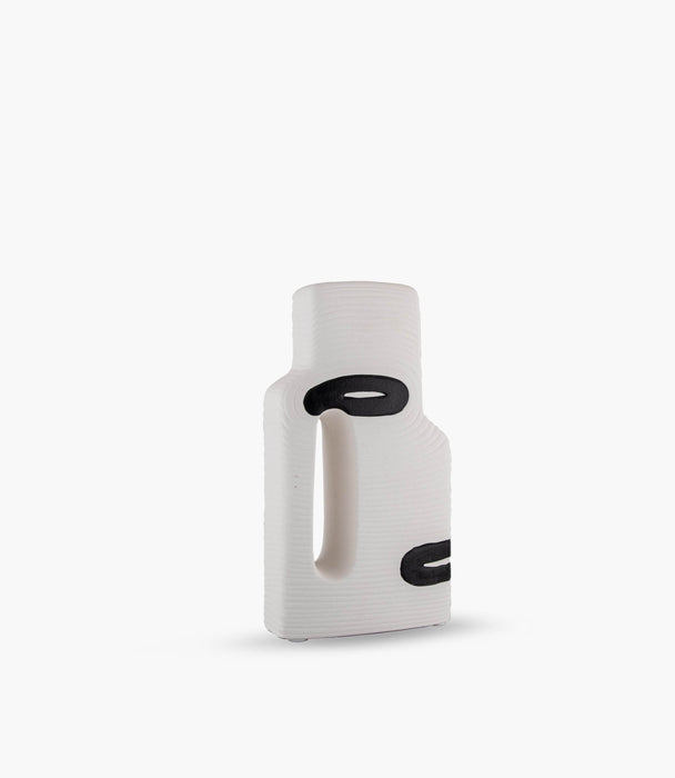 Monochroma Small Vase with Handle - Black & White - Roomours