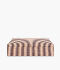 Tranquility Brown Striped Print Raffia Box 35.5x25cm