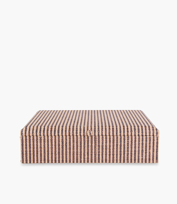 Tranquility Brown Striped Print Raffia Box 35.5x25cm