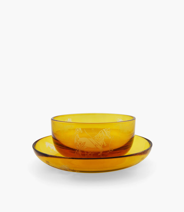 Horse Amber Bowl & Plate Set of 6