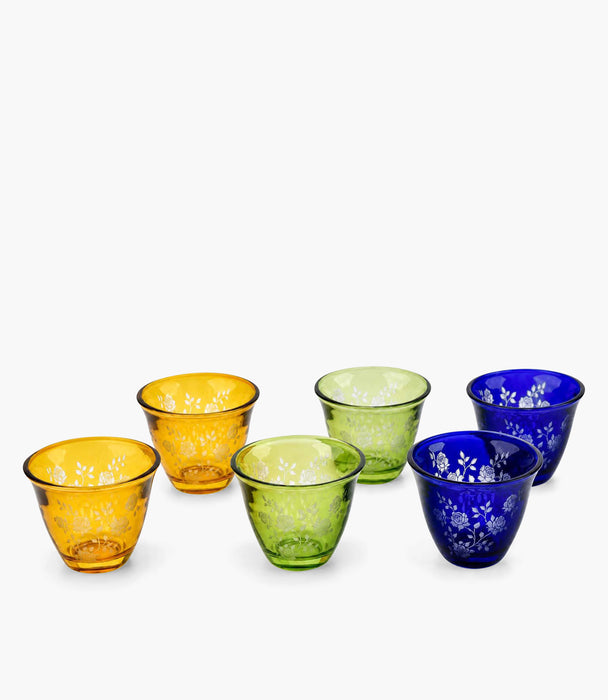 Flower Arabic Coffee Cup Multicolour Set of 6