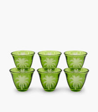 Palm Green Sandblasted Arabic Coffee Cup Set of 6