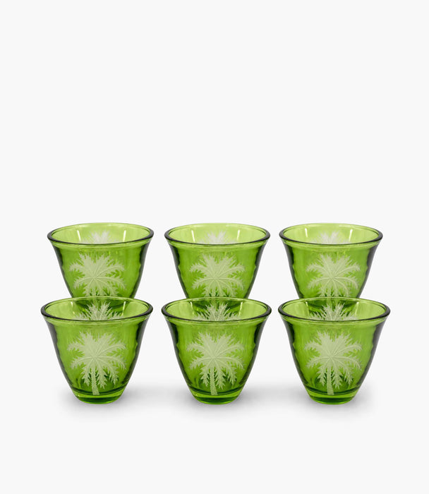 Palm Green Sandblasted Arabic Coffee Cup Set of 6