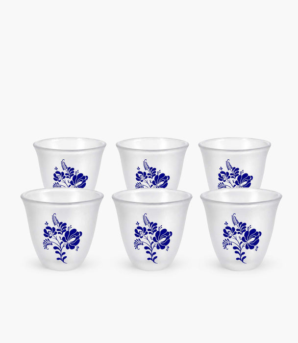 Flower Clear Sandblasted Frosted Arabic Coffee Cup Set of 6