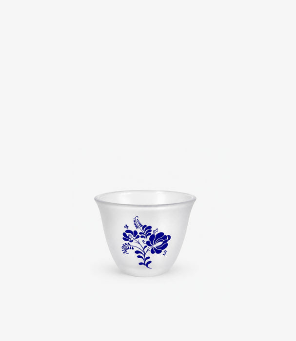 Flower Clear Sandblasted Frosted Arabic Coffee Cup Set of 6