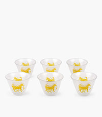 Horse Clear Frosted Decal Arabic Coffee Cup Set of 6
