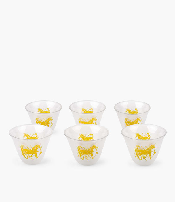 Horse Clear Frosted Decal Arabic Coffee Cup Set of 6