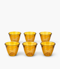 Horse Amber Sandblasted Arabic Coffee Cup Set of 6